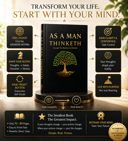 As a Man Thinketh paperback edition — clean modern reprint of James Allen's 1902 mindset classic