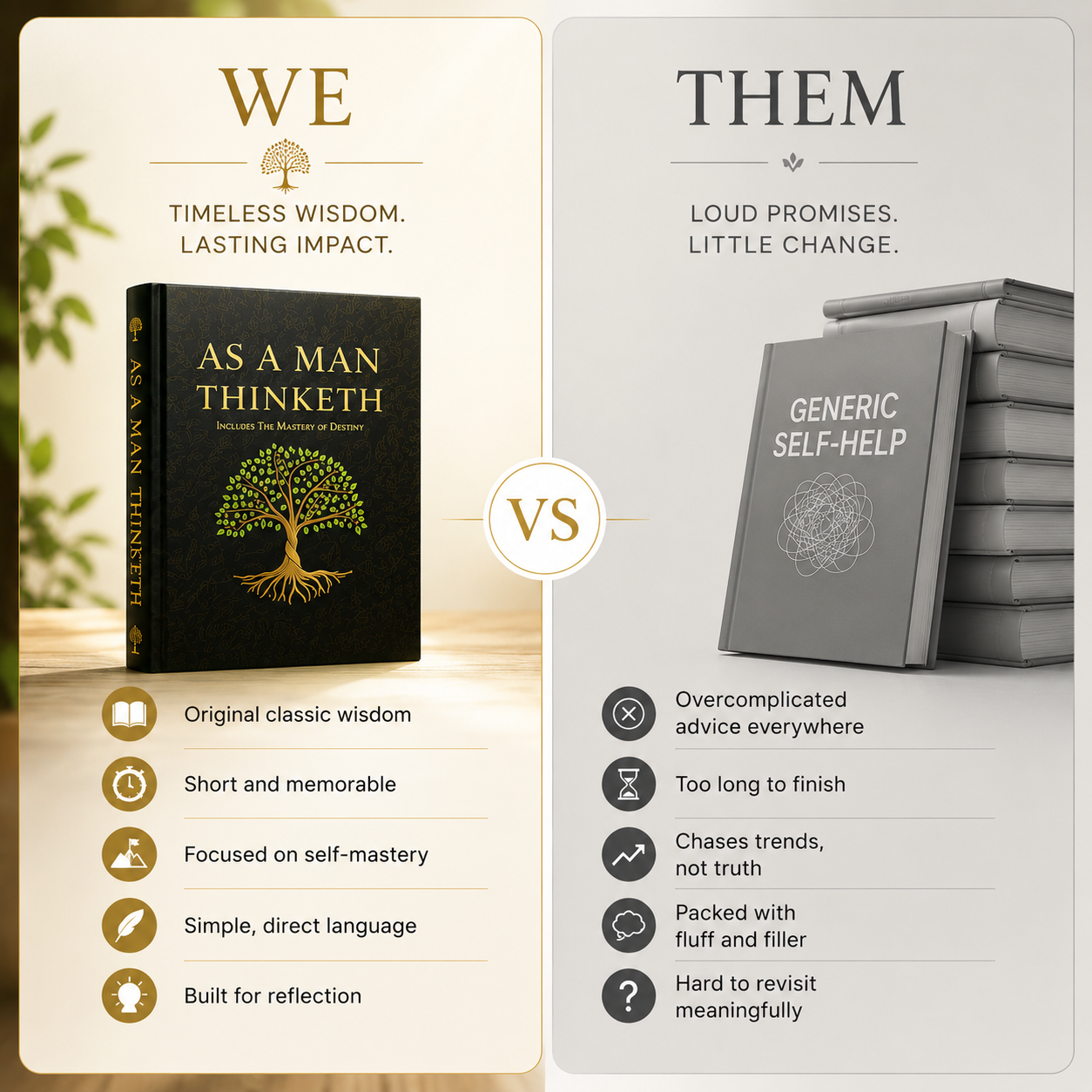 Inside pages of As a Man Thinketh — chapters on thought, character, and self-mastery
