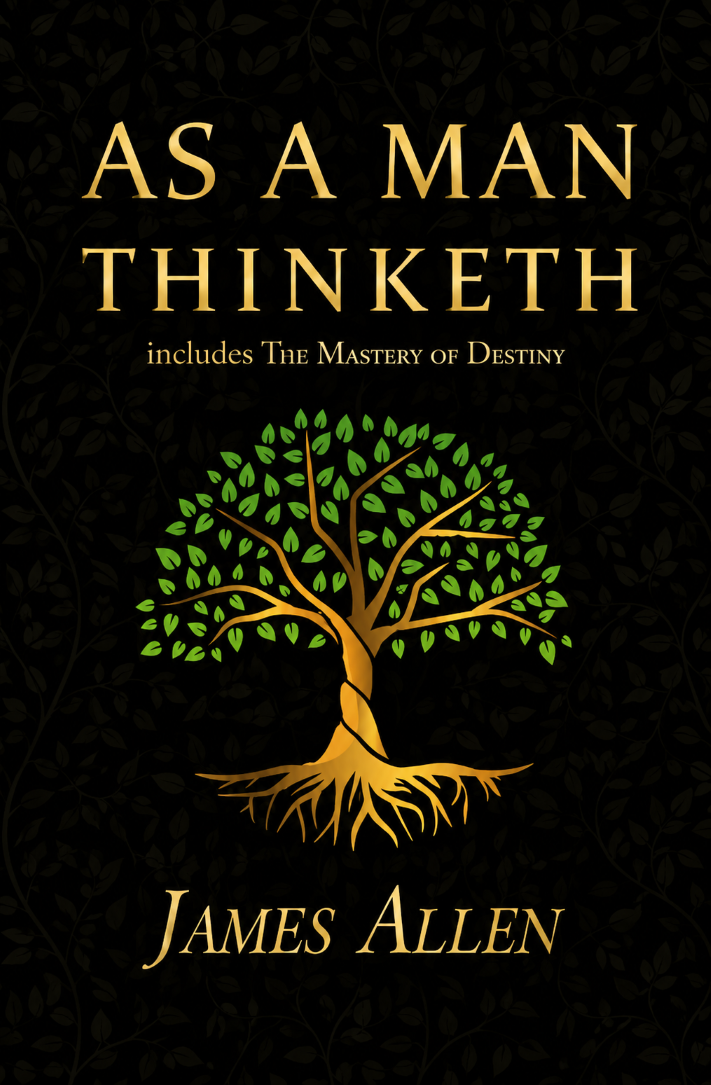 As a Man Thinketh book on bedside table — daily mindset and personal-development reader